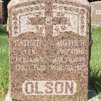 Holden Lutheran Cemetery, Newborg Township, Bottineau County, ND: Monument for Sven and Ingeborg Olson