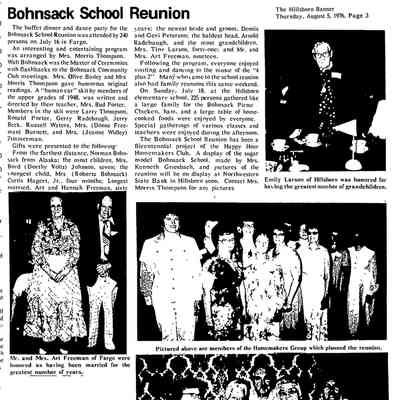 Bohnsack Consolidated School, 1921-1965: Reunion July 1976