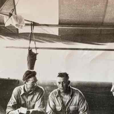 National Guard soldiers, unknown and William Ojala, at WWII Camp Claiborne, LA