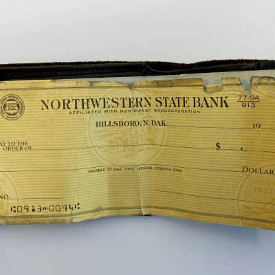 Checkbook from 1968, Northwestern State Bank, Hillsboro, ND
