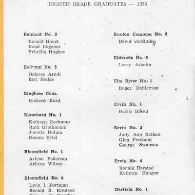 Traill County Rural Schools: 17 June 1955 Eighth Grade Graduates, page 1