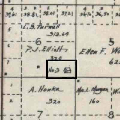 1900 map, Portion of South Caledonia Township (later Herberg), Traill County, ND: Caledonia School No. 3 was located in the SE Qtr. of Sect. 6