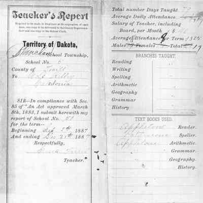 Blanchard School No. 5, 1887 Fall Term: Ema Ferris, Teacher's Report