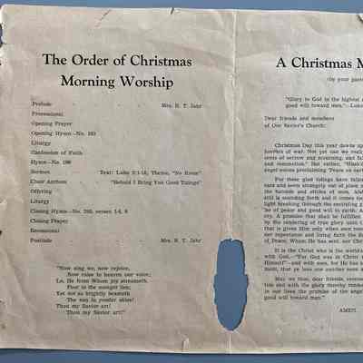 1941 Our Savior’s Lutheran Church Christmas Service Bulletin