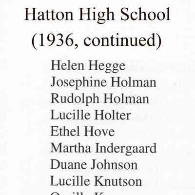 Hatton High School: Class of 1936 list of graduating students, part 2