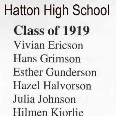 Hatton High School: Class of 1919 list of graduating students