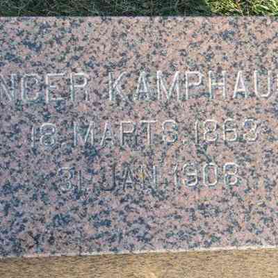 Grave-site photo, courtesy US Find-a-Grave, St. John's Cemetery, Hatton, ND: Grave-marker, Inger Kamphaug (Mrs. Ole Eriksen Kamphaug)