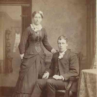 Fleischer, Charlie and wife Mary Stephan, 1884 Wedding photo, taken in Plymouth, Wisconsin