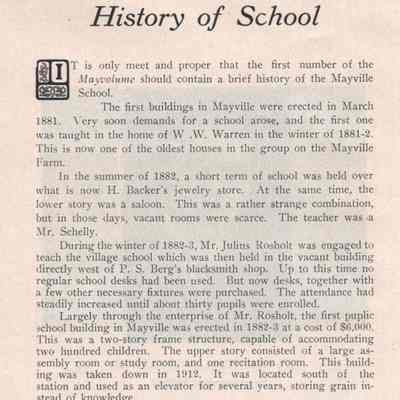 Mayville High School 1913 Yearbook: History, first page