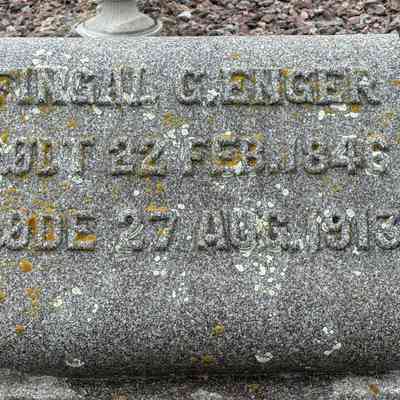 Photograph of Fingal Enger grave-marker, taken 2025