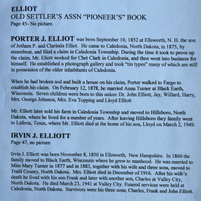 Elliot family: Irvin Elliot, 1850-1941, and Porter Elliot, 1852-1949, of Caledonia,