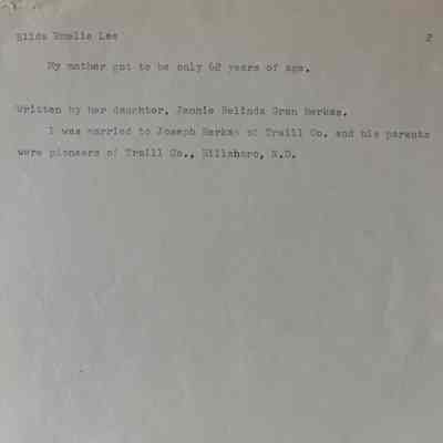 Family history page 2: Hilda Lee (Mrs. Ludvig Gran)