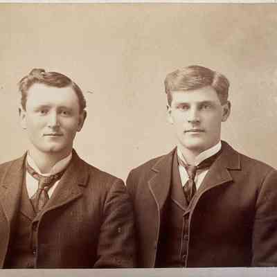 Photo of Tom Figenskau (at left) and Henry Thompson: A. P. Holand Studio, Grand Forks, ND