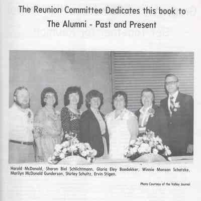 Caledonia School Reunion, 1981: Dedication by organizing committee