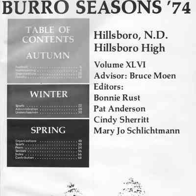 Hillsboro High School: 1974 Yearbook title and contents page