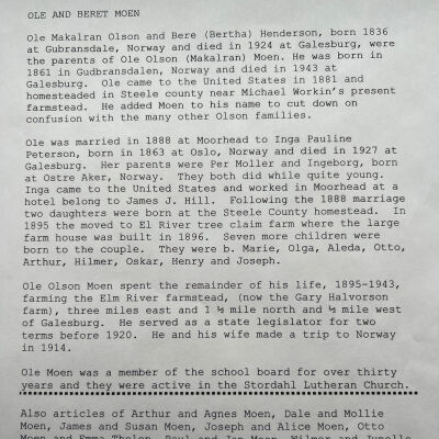 Ole & Inga Moen information