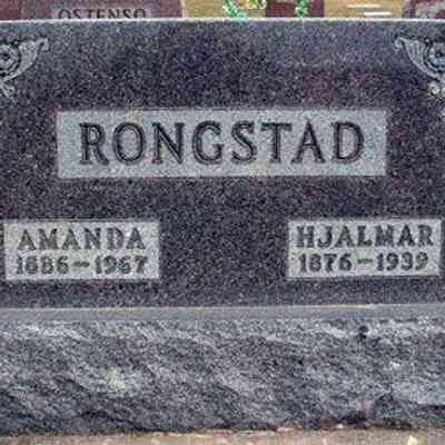 Hjalmar and Amanda (Ostenso) Rongstad (Rognstad) cemetery monument: Photo courtesy US Find-a-Grave, Immanuel Lutheran Cemetery, Chippewa County, MN