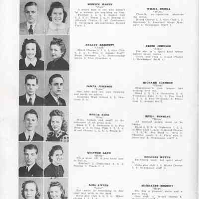 Hillsboro High School 1941 Yearbook: Class of 1941 students: page eight