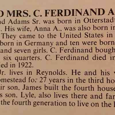 Traill County History "Yesteryears", Vol I.: Family history for Ferdinand Jr. and Annie (Huard) Adams