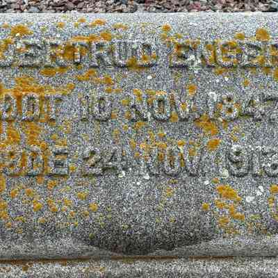 Photograph of Gjertrud (Nelson) Enger grave-marker, taken 2025