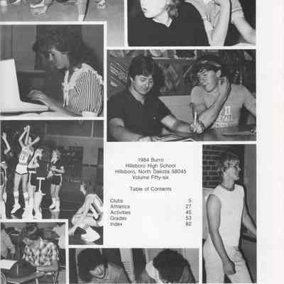 Hillsboro High School: 1984 Yearbook title and contents page
