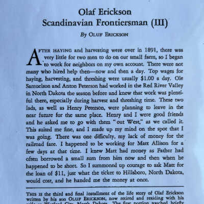 Erickson family: Olaf Erickson’s life by Oluf Erickson