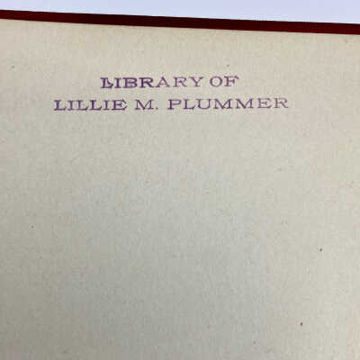 Inscription stamp: Coniston - Lillie Plummer Library