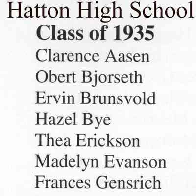 Hatton High School: Class of 1935 list of graduating students