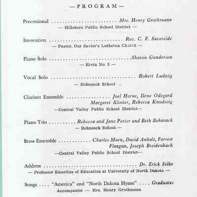 Traill County Rural Schools: 12 June 1964 Eighth Grade Graduation Program