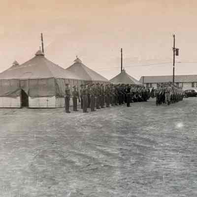 ND National Guard, Company L Infantry troops in formation at WWII training Camp Claiborne, LA, in 1941