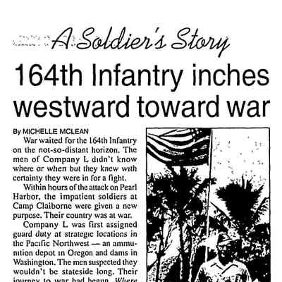 Page 1, Hillsboro Banner, 26 October 2002: Soldier Carl Vettel letters home article by Michelle McLean, part 2