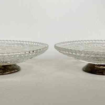 Set of 2 Small Glass Pedestal Dishes