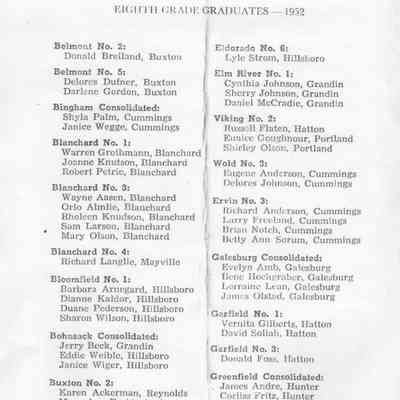 Traill County Rural Schools, Eighth Grade Graduation: Graduates, page 1