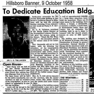 page 1, Hillsboro Banner, 9 October 1958