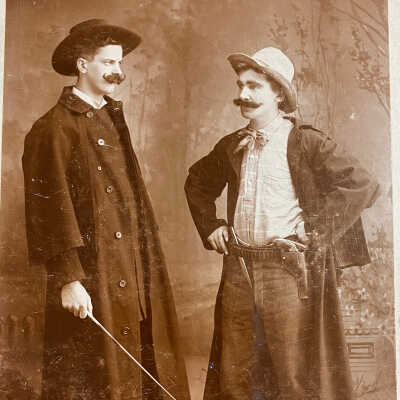 Two mustached men, taken Holand Studio, Grand Forks, ND