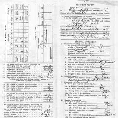 Bloomfield School No. 1: Ruth B. Nelson, Teacher's Report, 25 May 1943