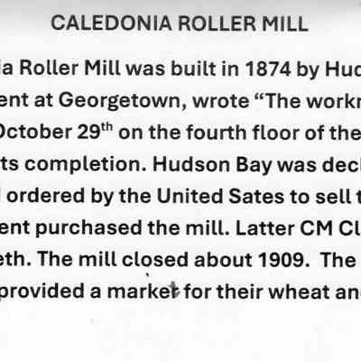 Caledonia Roller Mill information, compiled by John Wright