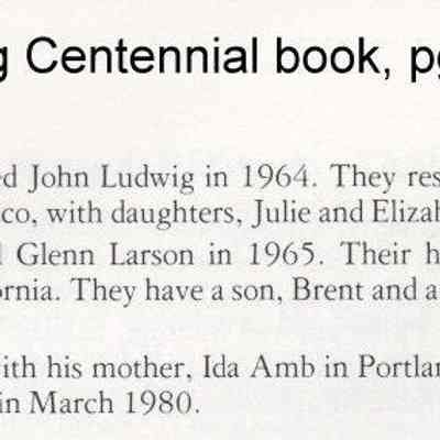 Galesburg Centennial Book, page 164: Albert and Ida Amb family history