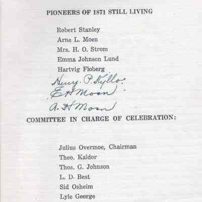 Old Settler Reunion, 1941, Hillsboro, Traill County, North Dakota: Program, page 3