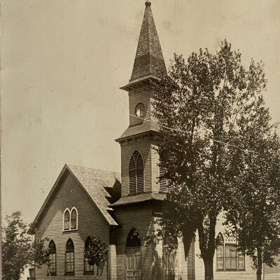 Our Savior's Lutheran Church, Hillsboro, ND, which was destroyed by fire on 13 January 1924 and replaced with a brick building.