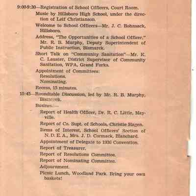Traill County Rural Schools: Eighth Grade Graduation, 13 June 1936, Program, page 1