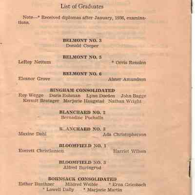 Traill County Rural Schools: 1936 Eighth Grade Graduates, page 1