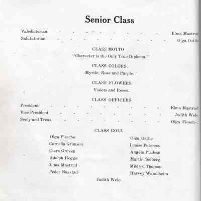 Hatton High School 1916 Yearbook: Senior Class Role, page 14