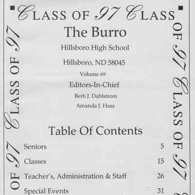 Hillsboro High School: 1997 Yearbook title and contents page