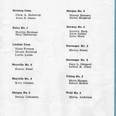 Traill County Rural Schools: 14 June 1957 Eighth Grade Graduates, page 2