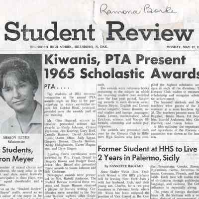 Hillsboro High School 1965 News: May 17 issue, first page, top half