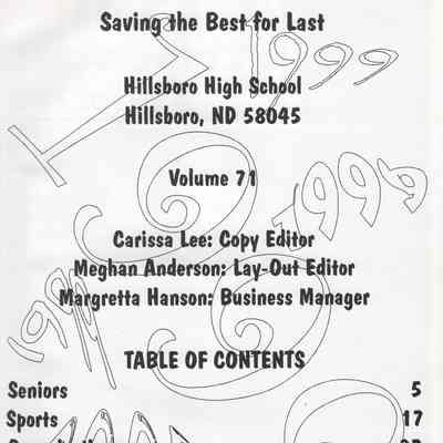 Hillsboro High School: 1999 Yearbook title and contents page