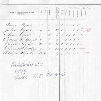 Caledonia School No. 7, Teacher's Report, 1887-06 (June)