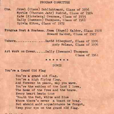 Hillsboro High School: 20 June 1981, All School Reunion Program, page 2