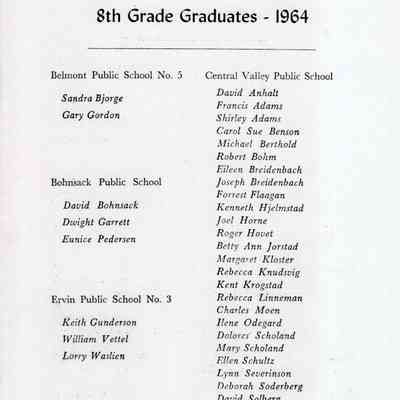 Traill County Rural Schools: 12 June 1964 Eighth Grade Graduates